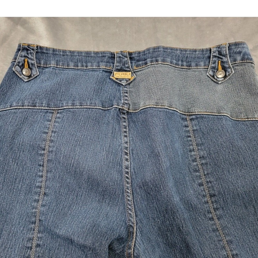 Vtg Y2K Fubu Womens Jeans 15/16 Straight Leg Hip Hop 90's snap button fly 36x30